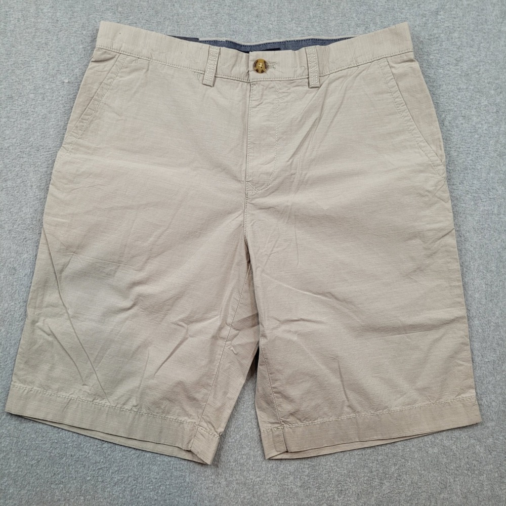 Tommy Hilfiger Classic Fit Shorts Mens 32 Tan Textured Chino Casual New